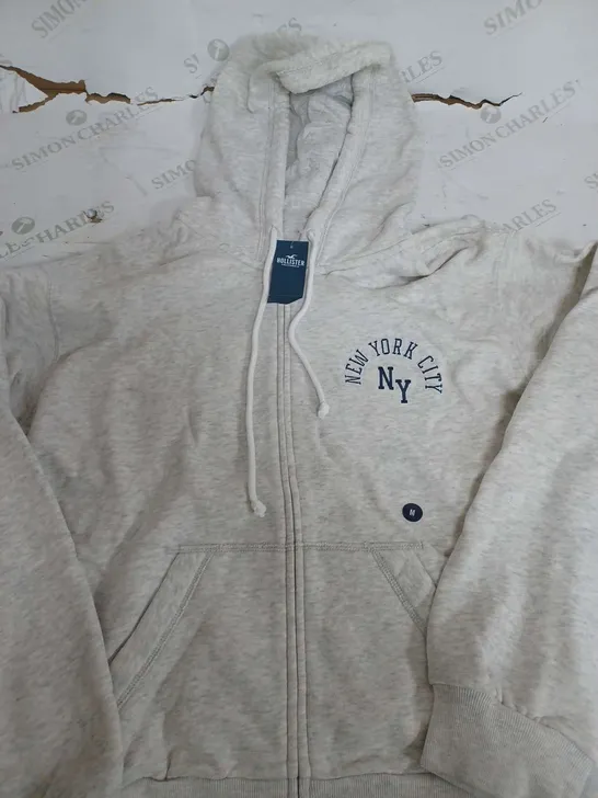 HOLLISTER NEW YORK CITY LIGHT GREY JACKET WITH HOOD - MEDIUM