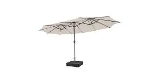 BOXED COSTWAY 450cm DOUBLE SIDED PATIO UMBRELLA WITH SOLAR LIGHTS - BEIGE 