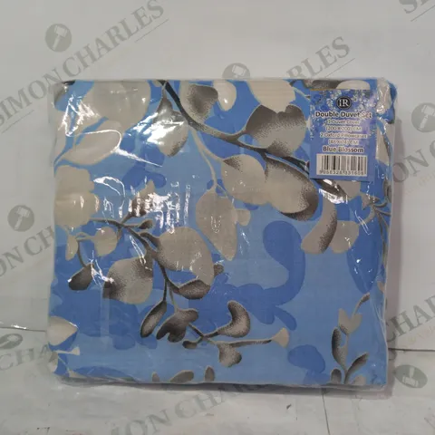 DOUBLE DUVET SET IN BLUE W. BLOSSOM PATTERN