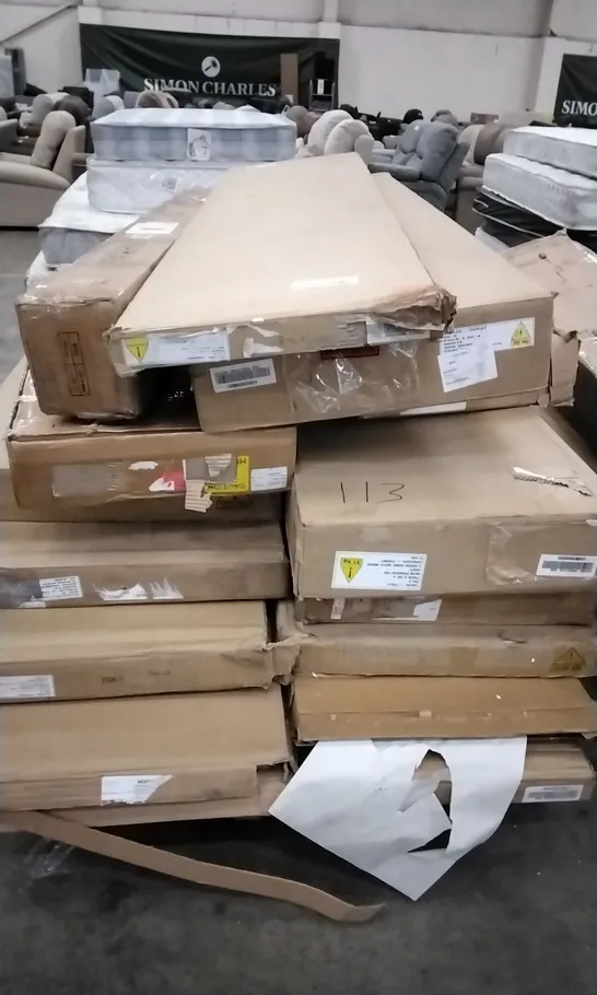 PALLET OF ASSORTED BOXED GRADE 1 FLATPACK FURNITURE PARTS