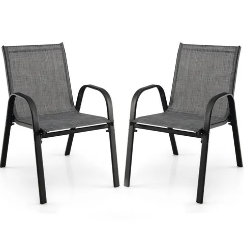 BOXED COSTWAY SET OF 2 STACKABLE GARDEN CHAIRS (1 BOX)