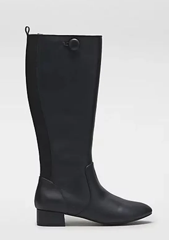 BEN DE LISI WINDSOR BUTTON DETAIL RIDING BOOT BLACK SIZE 6