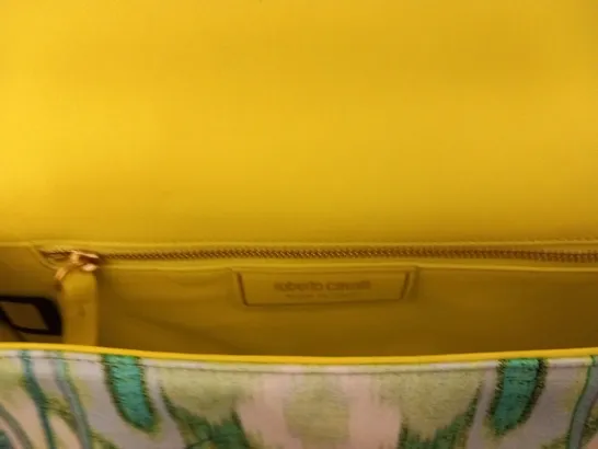 ROBERTO CAVALLI GREEN YELLOW FABRIC SHOULDER BAG