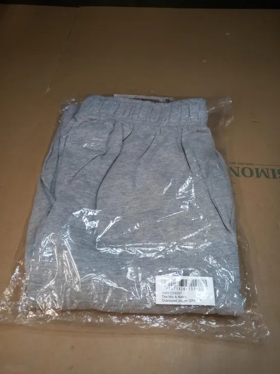 BOOHOO OVERSIZED JOGGERS IN GREY - SMALL