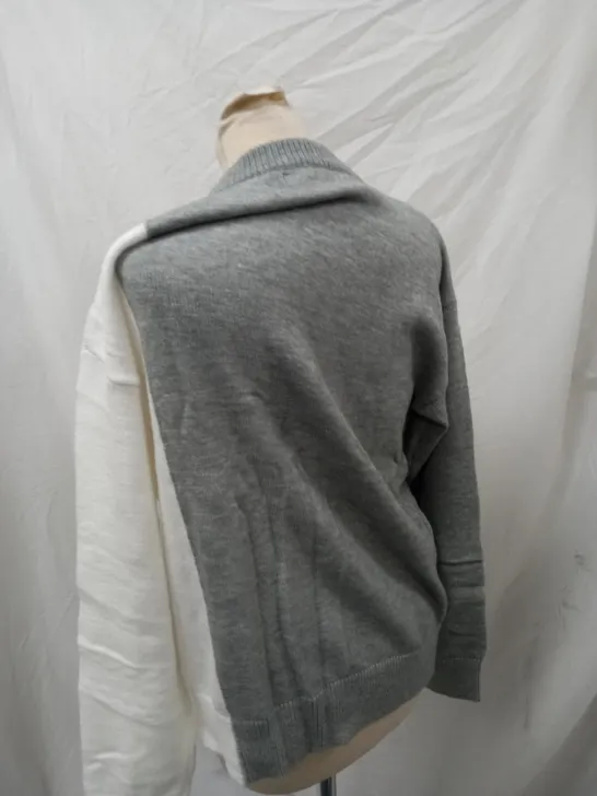 ZAFUL MENS FLUFFY JUMPER GREY & WHITE 