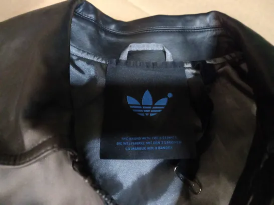 ADIDAS BLACK FAUX LEATHER JACKET - SIZE 10