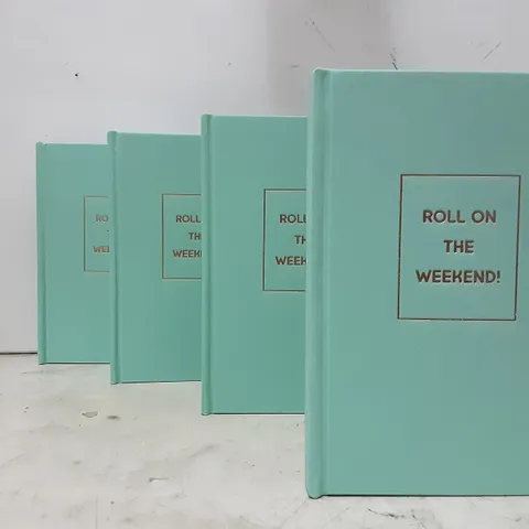 10 BRAND NEW BOXED A5 'ROLL ON THE WEEKEND ' NOTEBOOK PACKS(8 per pack, total 80)
