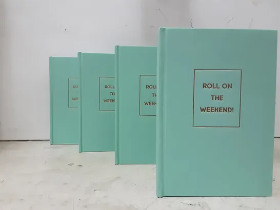 10 BRAND NEW BOXED A5 'ROLL ON THE WEEKEND ' NOTEBOOK PACKS(8 per pack, total 80)