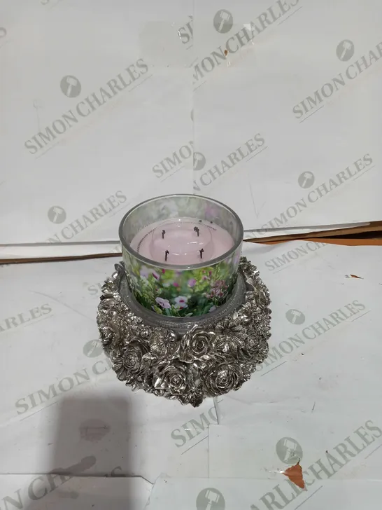 HOMEWORX BY HARRY SLATKIN & CO ORCHID & SWEET GRASS CANDLE WITH PEDESTAL