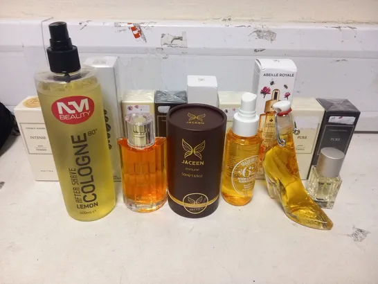 APPROXIMATELY 20 ASSORTED FRAGRANCES TO INCLUDE; COPYCAT, NM BEAUTY, FEDERICO MAHORA, ESSENS, JACEEN, ROSE MUSK, BRAZILIAN CRUSH, ABEILLE ROYALE AND ARRAN