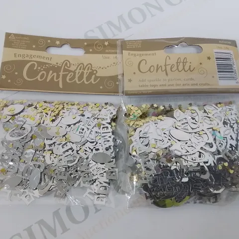LOT OF 144 BRAND NEW 14G PACKS OF ENGAGEMENT CONFETTI IN GOLD/SILVER