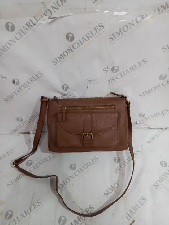 BOXED ASHWOOD MONTANA LEATHER BAG IN TAN WITH FLORAL INTERIOR