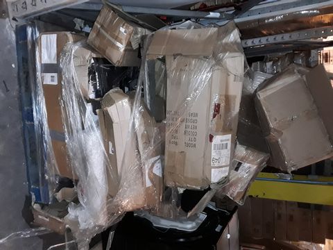PALLET OF ASSORTED ITEMS TO INCLUDE KETER OUTDOOR BENCH, THULE FREERIDE TWIN PACK, OFFICE CHAIR AND ULTRASPORT F-BIKE MACHINES