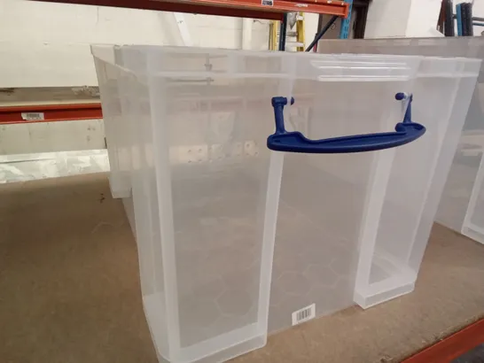 BOXED OF 2 REALLY USEFUL BOX PLASTIC STORAGE TUBS