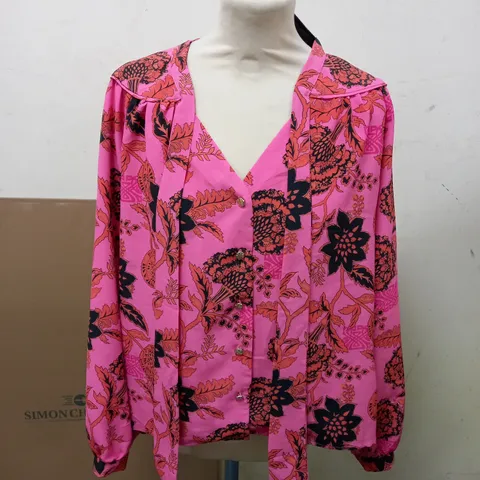 BIBA TIE DETAIL BLOUSE PAISLEY FLORAL SIZE 12