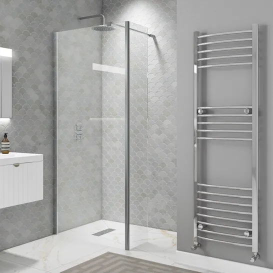 BOXED BRAND NEW CORVUS 300MM 8MM WETROOM CHROME RETURN PANEL 