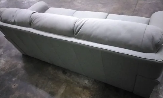 QUALITY ITALIAN DESIGNER ONTARIO 3 SEATER LEATHER SOFA IN LIGHT GREY LEATHER