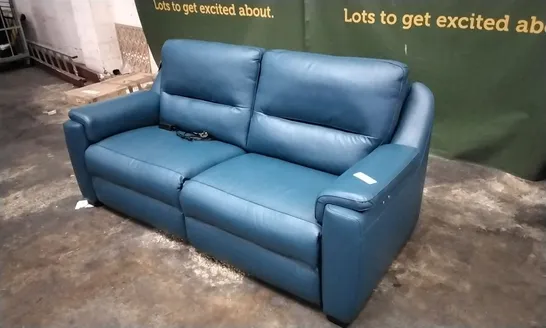 QUALITY ITALIAN DESIGNER AVOLA POWER RECLINER SOFA IN ELECTRIC BLUE LEATHER