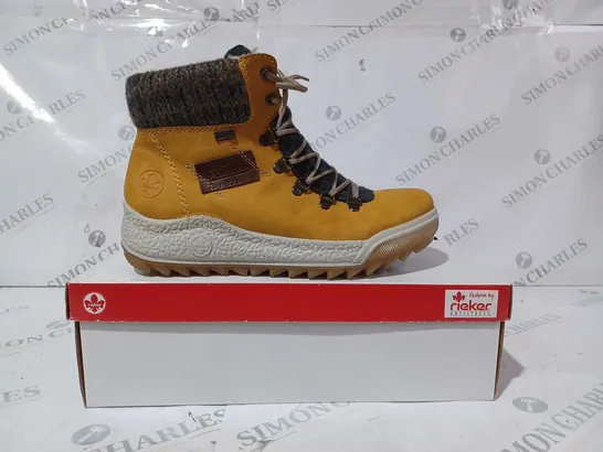 BOXED PAIR OF RIEKER LACE BOOT YELLOW - SIZE 6