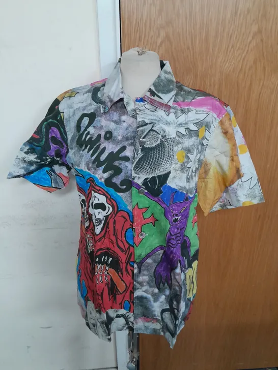 OUR LEGACY BOXSHIRT SHORT SLEEVE IN SKELETORN PRINT SIZE 16