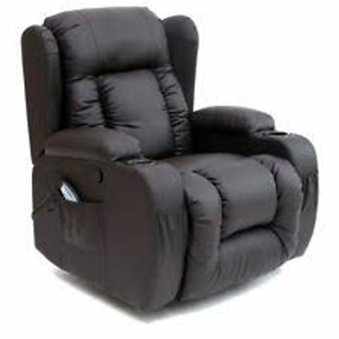 BOXED DESIGNER BROWN LEATHER SWIVEL RECLINER CHAIR 