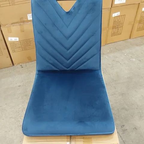 BOX CONTAINING SET OF 2 BLUE VELVET DINING CHAIR