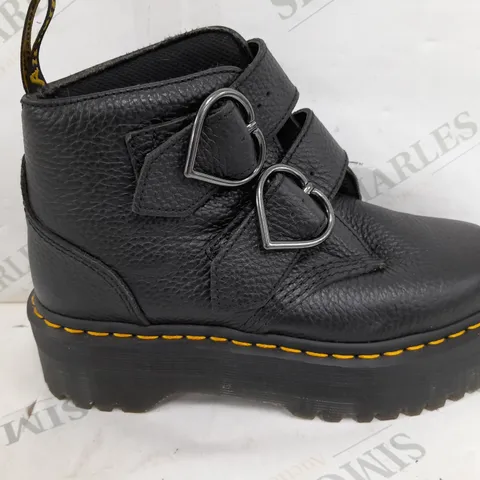 PAIR OF DR MARTENS HEART BUCKLE RAISED BOOTS IN BLACK - UK 5