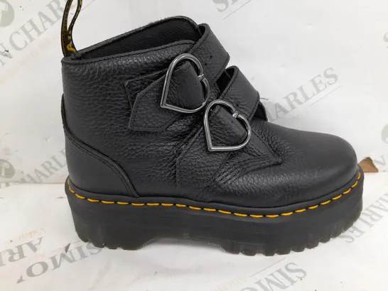 PAIR OF DR MARTENS HEART BUCKLE RAISED BOOTS IN BLACK - UK 5