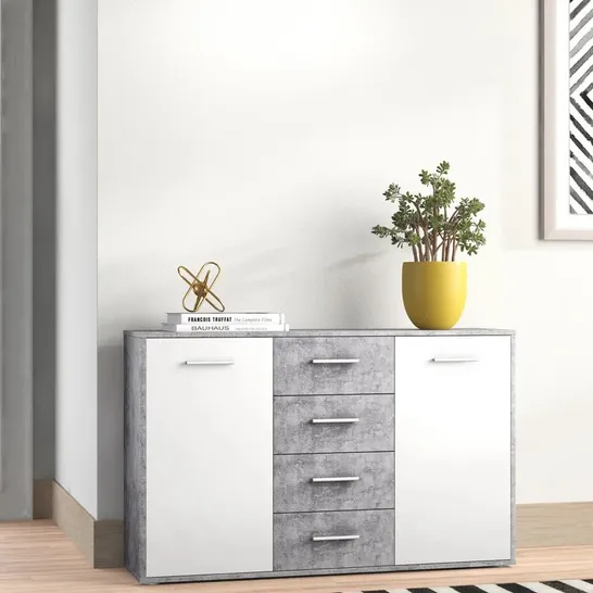 BOXED ILBERT WIDE 4 DRAWER SIDEBOARD (2 BOXES)