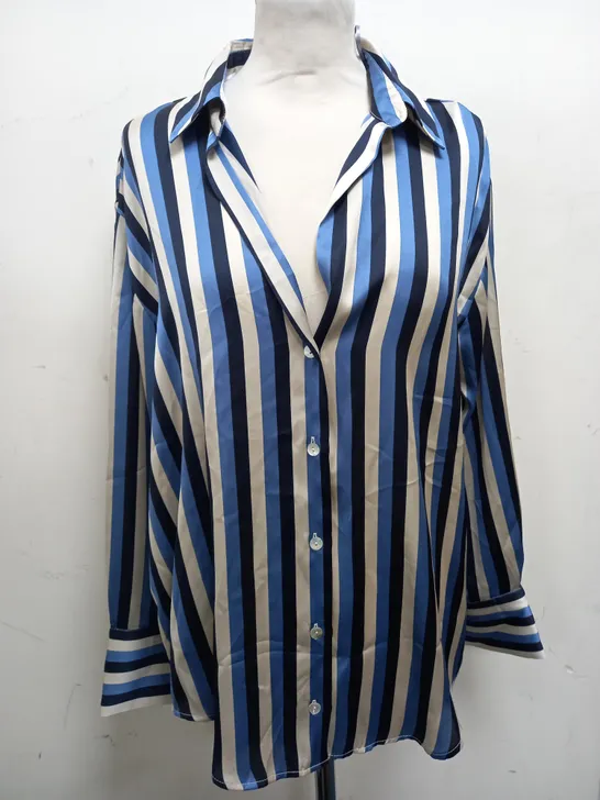 ZARA STRIPED SILK STYLE SHIRT - SIZE MEDIUM