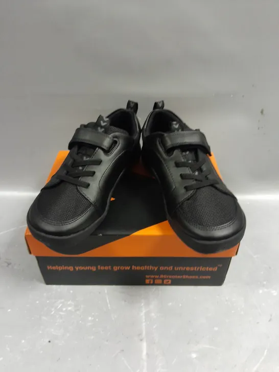 BOXED PAIR OF B-GREATER LEVISON BLACK STRAP SHOES - CHILDS 13 