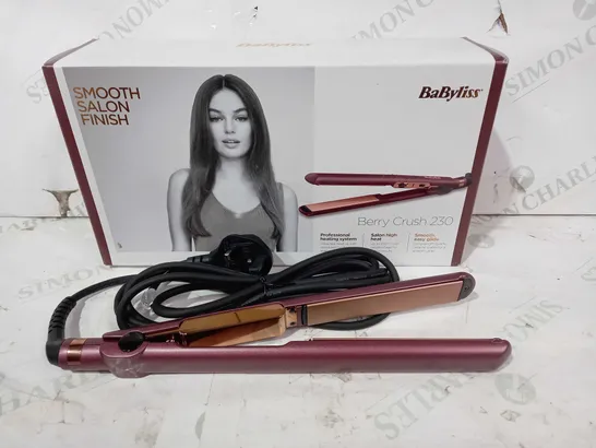 BABYLISS BERRY CRUSH 230 SMOOTH SALON FINISH HAIR STRAIGHTENERS