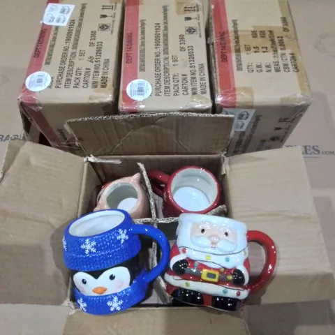 LARGE QUANTITY OF ASSORTED SEASONAL COOKWARE TO INCLUDE SHAPED MUGS, SNOWFLAKE NIBBLE BOWLS AND GINGERBREAD CAPPUCCINO MUGS