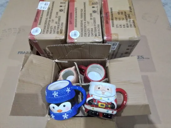 LARGE QUANTITY OF ASSORTED SEASONAL COOKWARE TO INCLUDE SHAPED MUGS, SNOWFLAKE NIBBLE BOWLS AND GINGERBREAD CAPPUCCINO MUGS