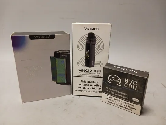 APPROXIMATELY 20 VAPES, E-CIGARETTES & ACCESSORIES TO INCLUDE VOOPOO TOO, INNOKIN BVC COIL, VOOPOO VINCI X II, ETC