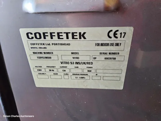 COFFEETEK VITRO S3 BEAN TO CUP COFFE MACHINE