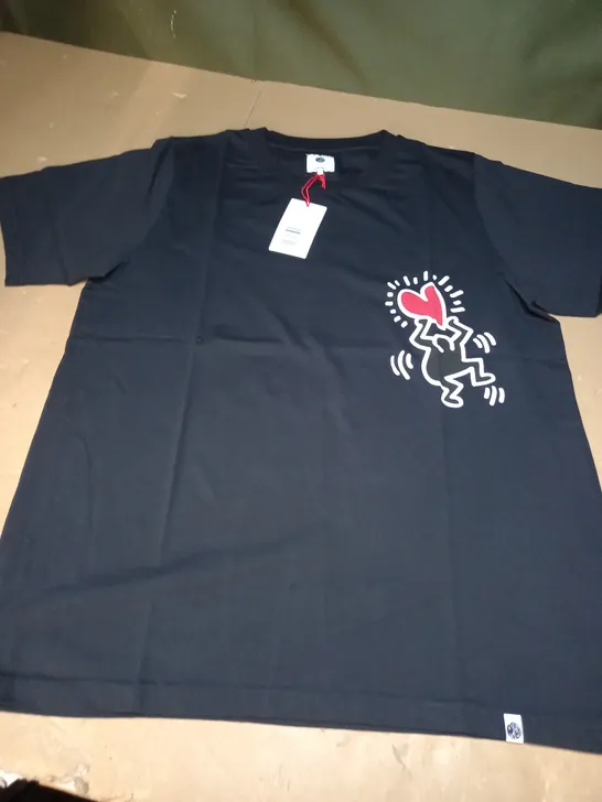 PRETTY GREEN X KEITH HARING LOGO T-SHIRT - XL - BLACK