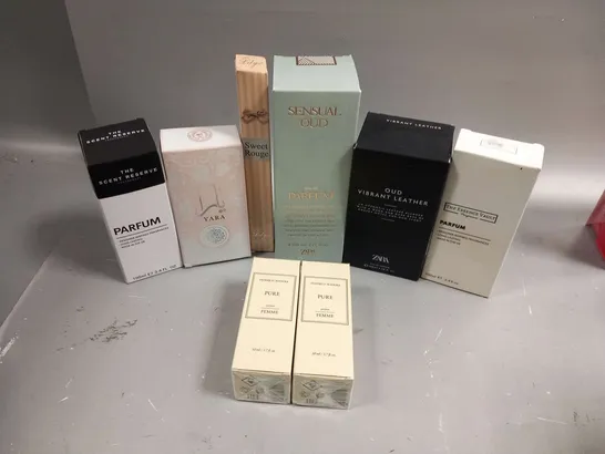 APPROXIMATELY 10 ASSORTED BOXED FRAGRANCES TO INCLUDE; ZARA, YARA, THE SCENT RESERVE AND FEDERICO MAHORA