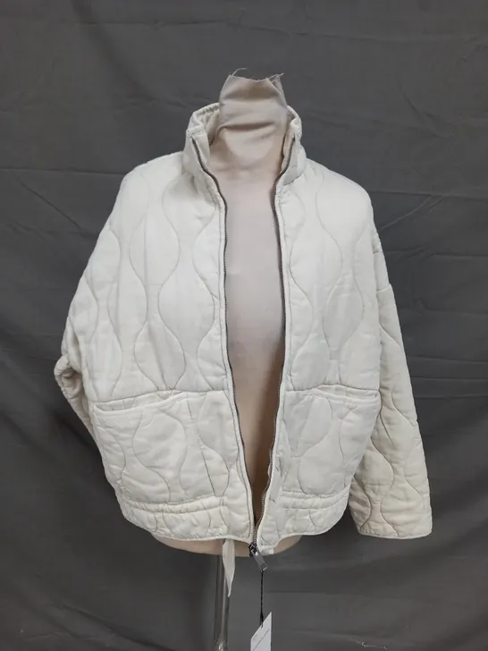 ZARA PADDED ZIP UP CREAM JACKET - XS