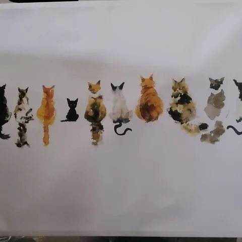 WRAPPED CAT LINEUP WILD LIFE PAINTING PRINT CANVAS