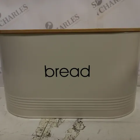 UNBRANDED CREAM WITH WOODEN LID BREAD BIN 