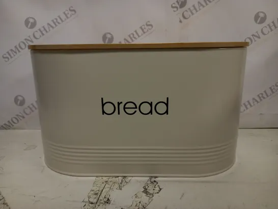 UNBRANDED CREAM WITH WOODEN LID BREAD BIN 