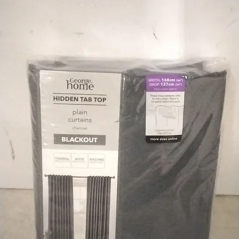 PACKAGED GEORGE HOME HIDDEN TAB TOP PLAIN BLACKOUT CHARCOAL CURTAINS SIZE: 168CM X 137 M