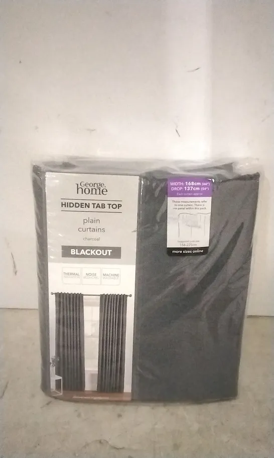 PACKAGED GEORGE HOME HIDDEN TAB TOP PLAIN BLACKOUT CHARCOAL CURTAINS SIZE: 168CM X 137 M