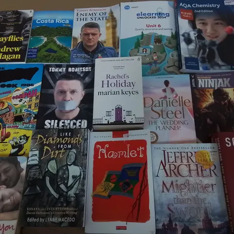 LARGE QUANTITY OF ASSORTED BOOKS TO INCLUDE AQA CHEMISTRY,  JEFFREY ARCHER AND DANIELLE STEEL