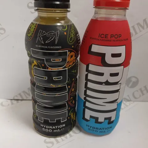 TWO BOTTLES OF PRIME INCLUDING KSI AND ICE POP FLAVOUR - 2X500ML