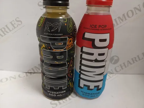 TWO BOTTLES OF PRIME INCLUDING KSI AND ICE POP FLAVOUR - 2X500ML