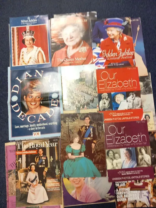 VINTAGE LARGE COLLECTION OF ROYAL FAMILY BOOKS,MAGAZINES, EPHEMERA AND NEWSPAPERS PULL OUTS