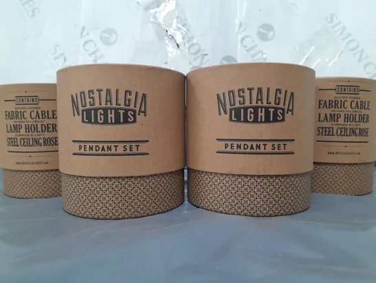 BOXED NOSTALGIA LIGHTS SET OF 4 PENDANT SETS IN BRASS/GREY