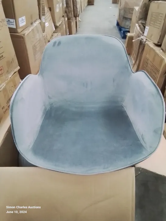 A BOXED PAIR OF GREY VELVET UPHOLSTERED DINING/SIDE ROOM CHAIRS 